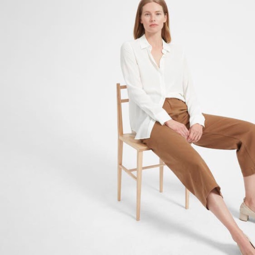 Everlane Relaxed Silk Button Down - White